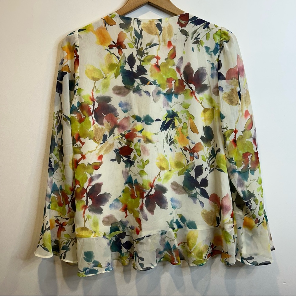 Laura Ruffle Front Floral Print Blouse Cream - Picture 9 of 9